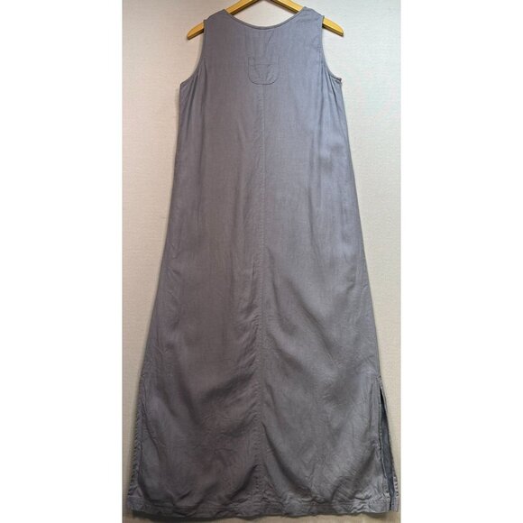 Betsy Lauren Womens Linen Maxi Minimalist Dress Sleeveless Sz 12 Blue - Picture 2 of 10
